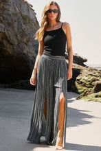 Load image into Gallery viewer, Black Printed Striped Printed Slit Wide Leg High Waist Pants