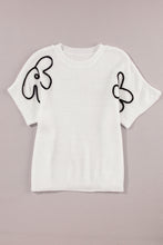 Load image into Gallery viewer, White Flower Embroidery Sweater Tee
