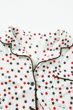 Load image into Gallery viewer, White Contrast Pipping Star Long Sleeve and Pants Pajamas Set