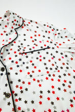 Load image into Gallery viewer, White Contrast Pipping Star Long Sleeve and Pants Pajamas Set