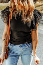 Load image into Gallery viewer, Black Ruffle Knit Top