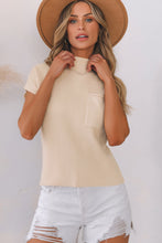 Load image into Gallery viewer, Tan Ribbed Knit Short Sleeve Sweater