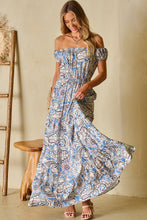 Load image into Gallery viewer, Paisley Print Off Shoulder Maxi Dress