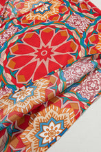 Load image into Gallery viewer, Red Floral Print Batwing Sleeve V Neck Blouse