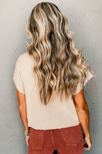 Load image into Gallery viewer, Tan Ribbed Knit Short Sleeve Sweater