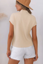 Load image into Gallery viewer, Tan Ribbed Knit Short Sleeve Sweater
