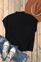 Load image into Gallery viewer, Black Ribbed Knit Short Sleeve Sweater