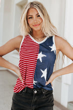 Load image into Gallery viewer, Fiery Red American Flag Stars and Stripes Tank Top