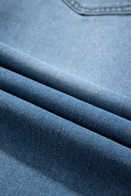 Load image into Gallery viewer, Light Blue Frayed Slit Asymmetric Denim Midi Skirt