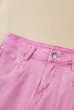 Load image into Gallery viewer, Pink Frayed Edge Mid Rise Denim Shorts