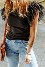 Load image into Gallery viewer, Black Ruffle Knit Top