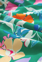 Load image into Gallery viewer, Green Floral Print Sleeveless Ruffle Tiered Maxi Dress