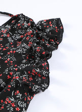 Load image into Gallery viewer, Black Floral Ruffled Top and Maxi Set