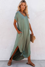 Load image into Gallery viewer, Green Maxi T-shirt Dress