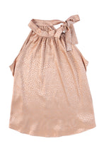 Load image into Gallery viewer, Rose Gold Tie Mock Neck Leopard Tank Top