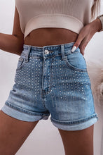 Load image into Gallery viewer, Rhinestone Embellished Denim Shorts