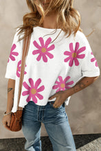 Load image into Gallery viewer, White Daisy Flower Printed Casual T Shirt