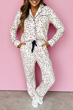Load image into Gallery viewer, White Contrast Pipping Star Long Sleeve and Pants Pajamas Set