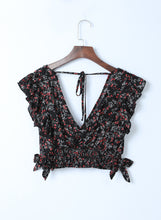 Load image into Gallery viewer, Black Floral Ruffled Top and Maxi Set