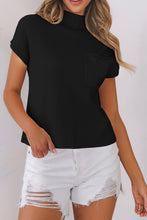 Load image into Gallery viewer, Black Ribbed Knit Short Sleeve Sweater