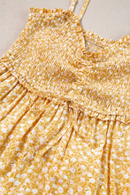 Load image into Gallery viewer, Yellow Frilly Smocked High Waist Floral Maxi Dress