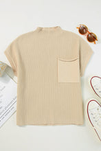 Load image into Gallery viewer, Tan Ribbed Knit Short Sleeve Sweater