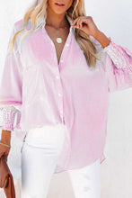 Load image into Gallery viewer, Pink Boyfriend Shirt with Pockets and Ruched Cuffs