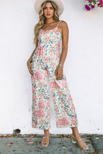 Load image into Gallery viewer, White Floral Spaghetti Straps Wide Leg Jumpsuit