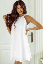 Load image into Gallery viewer, White Boho Eyelet Pattern Halter Neck Sleeveless Dress