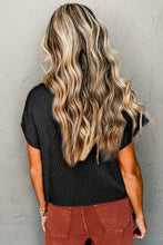 Load image into Gallery viewer, Black Ribbed Knit Short Sleeve Sweater
