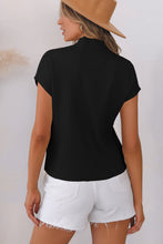 Load image into Gallery viewer, Black Ribbed Knit Short Sleeve Sweater