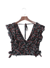 Load image into Gallery viewer, Black Floral Ruffled Top and Maxi Set