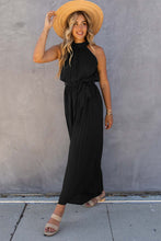 Load image into Gallery viewer, Black Pleated Wide Leg Jumpsuit
