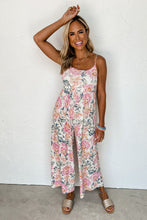 Load image into Gallery viewer, White Floral Spaghetti Straps Wide Leg Jumpsuit