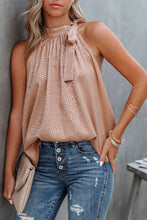 Load image into Gallery viewer, Rose Gold Tie Mock Neck Leopard Tank Top