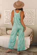 Load image into Gallery viewer, Moonlight Jade Printed Bib Wide Leg Overalls