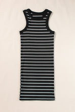 Load image into Gallery viewer, Black Stripe Ribbed Knit Tank Mini Dress