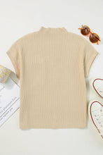 Load image into Gallery viewer, Tan Ribbed Knit Short Sleeve Sweater