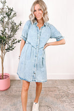 Load image into Gallery viewer, Mineral Wash Ruffled Denim Dress
