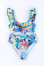 Load image into Gallery viewer, Tropical Ruffled High Waist Swimsuit