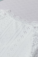Load image into Gallery viewer, White Sheer Lace Short Sleeves Eyelet Embroidered Tee