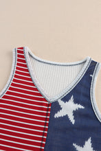 Load image into Gallery viewer, Fiery Red American Flag Stars and Stripes Tank Top