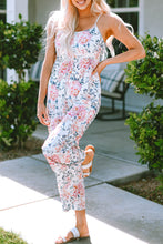 Load image into Gallery viewer, White Floral Spaghetti Straps Wide Leg Jumpsuit