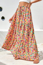 Load image into Gallery viewer, Yellow Boho Floral Print Tiered Long Skirt