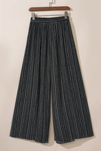 Load image into Gallery viewer, Black Printed Striped Printed Slit Wide Leg High Waist Pants