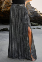 Load image into Gallery viewer, Black Printed Striped Printed Slit Wide Leg High Waist Pants