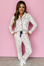Load image into Gallery viewer, White Contrast Pipping Star Long Sleeve and Pants Pajamas Set