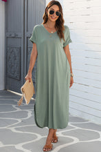 Load image into Gallery viewer, Green Maxi T-shirt Dress
