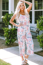 Load image into Gallery viewer, White Floral Spaghetti Straps Wide Leg Jumpsuit