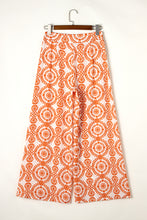 Load image into Gallery viewer, Orange Boho Retro Flower Print Wide Leg Pants